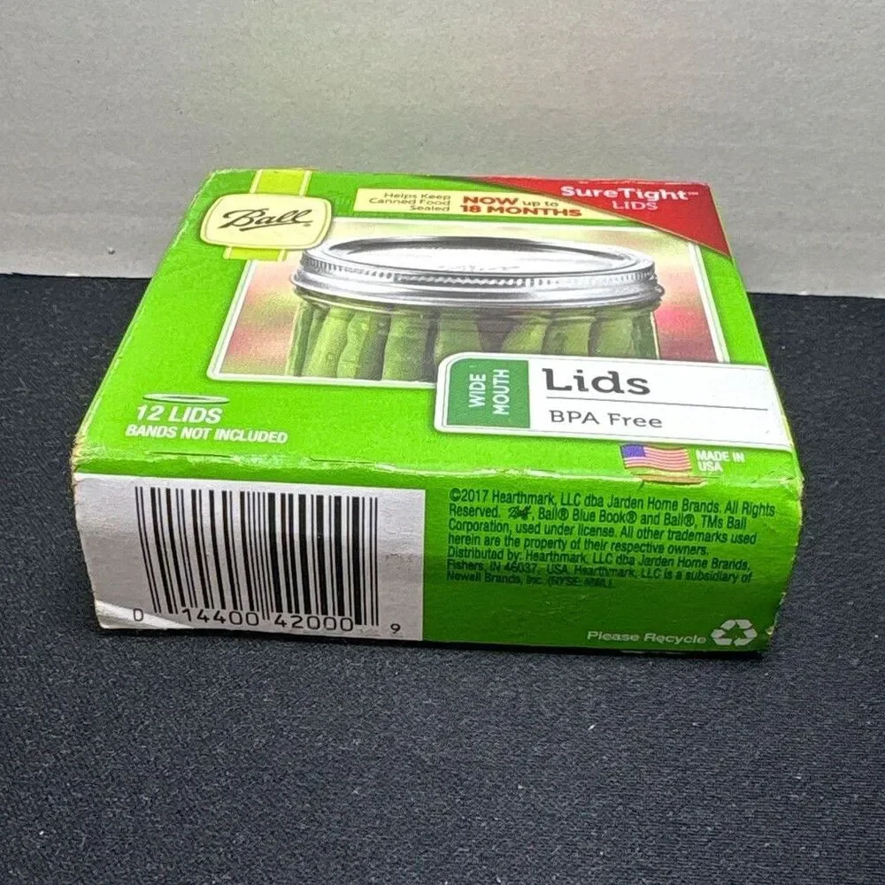 Ball SureTight Wide Mouth 12 Pack BPA Free Made in USA Canning Lids